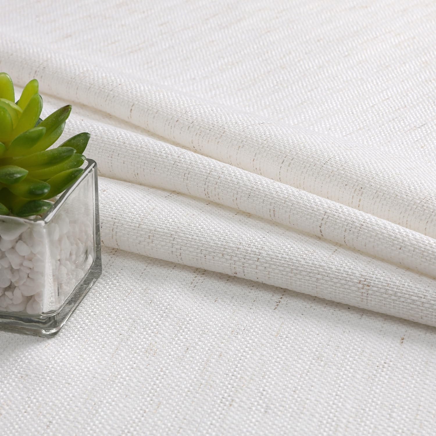 Chyhomenyc Natural Blend Linen Curtains 30 Inch Length, 2 Panels